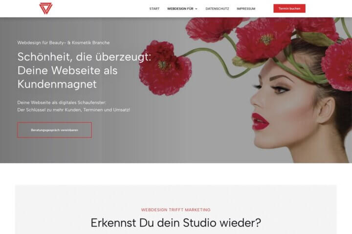 Farbpalette Rot aktivierendes Webdesign für Beauty Branche